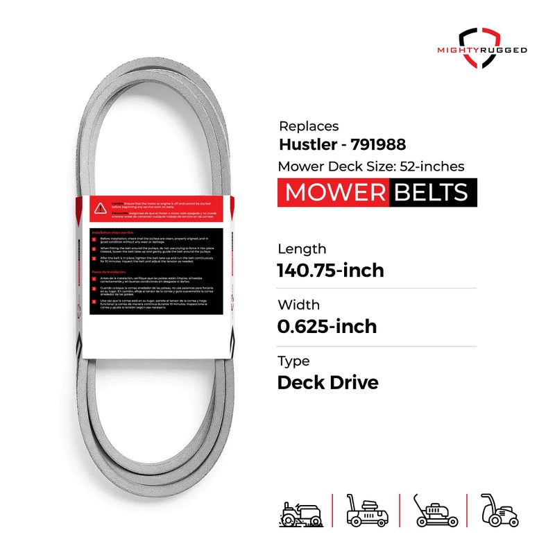 MightyRugged Hustler OEM Replacement Belt 791988 - FITS Hustler Raptor with 52 inch Deck Belt - 5/8 x 140 3/4 - Image 2